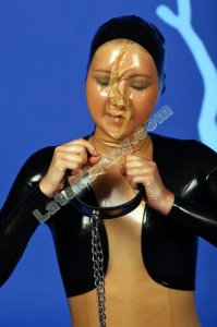Budget Line Latex Catsuit mit Breathplaymaske schwarz