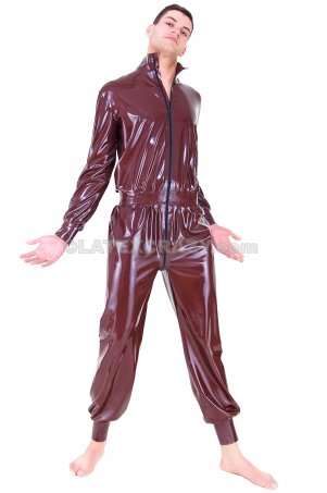 Budget Line Herren Latex Catsuit Jogger R�cken RV 0,4mm schwarz Socken, Handschuhe optional