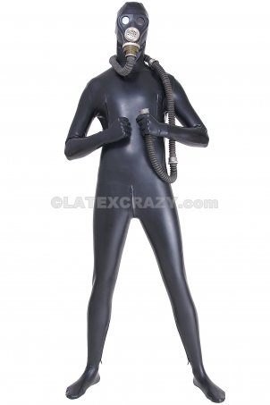 Express Latex Catsuit mit Gasmaske