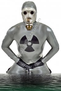 Heavy Rubber Catsuit mit Gasmaske bis 4mm