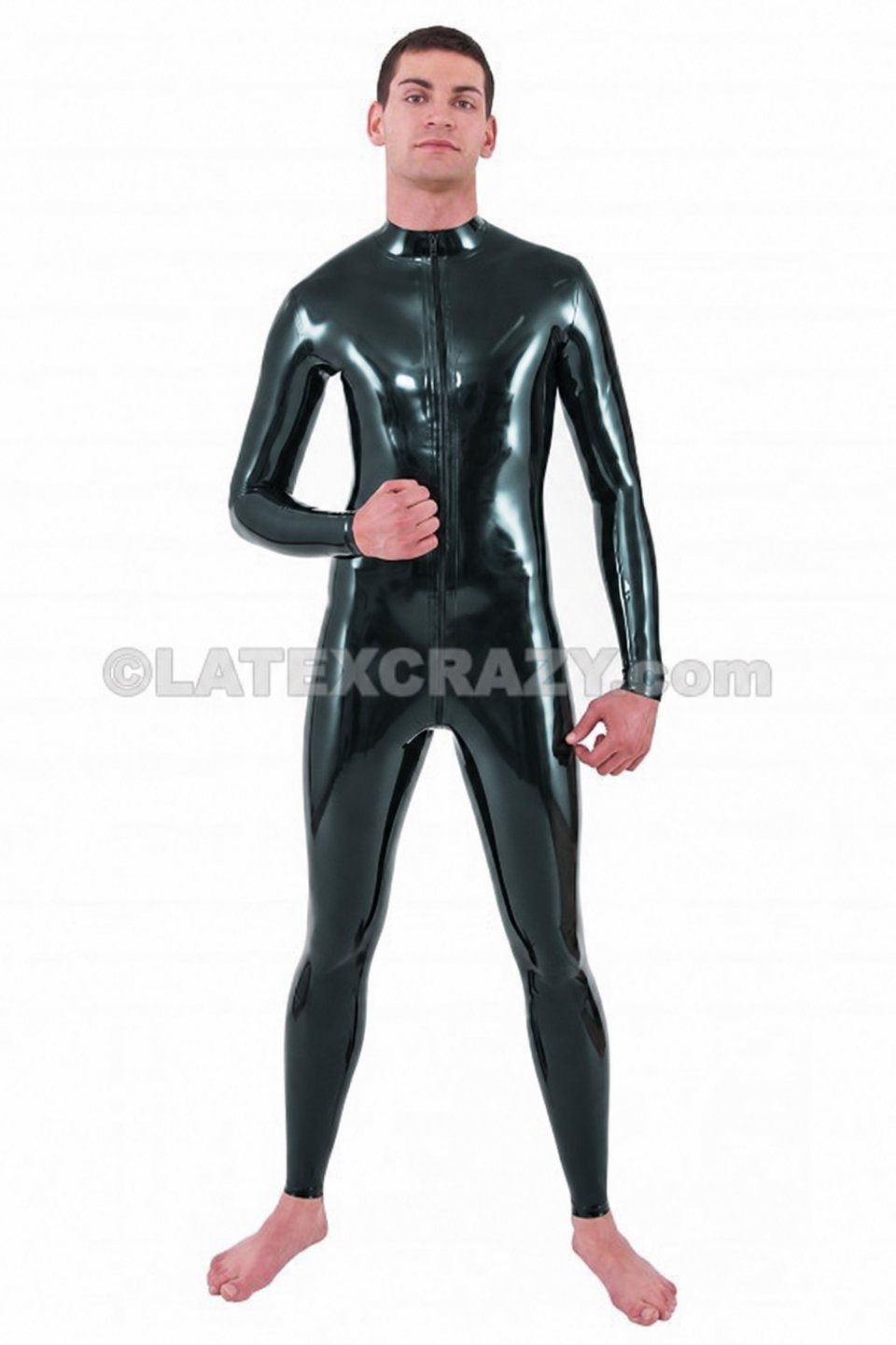 LAGER Latex Catsuit Man XS - 3XL auch Bodyschnitt metallic schwarz 0,5mm R�cken-RV durch Schritt