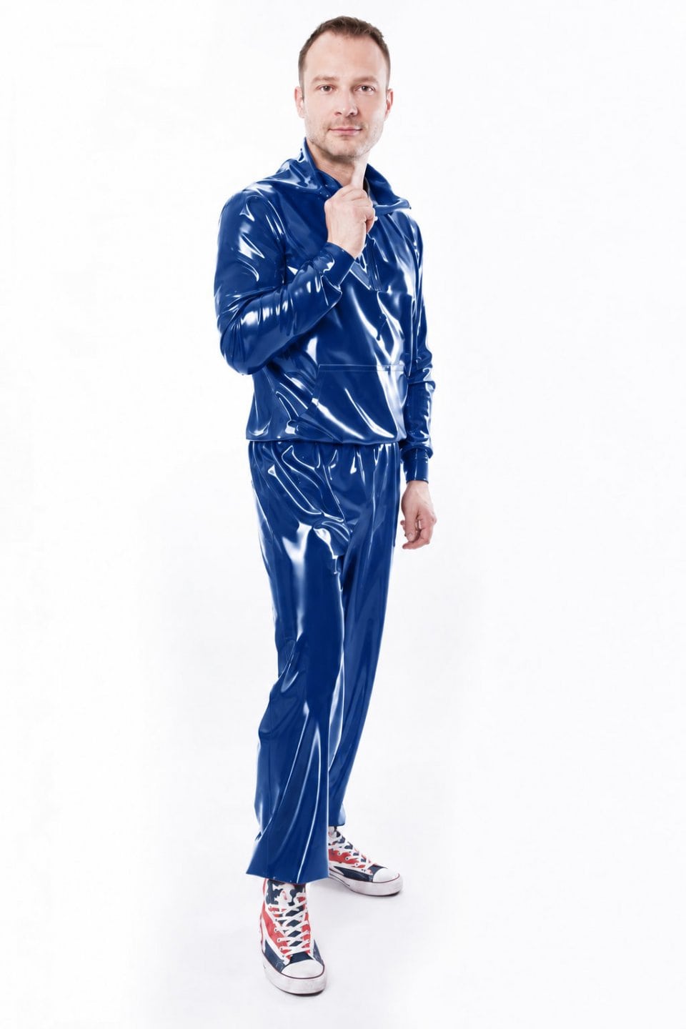 LAGER Set Latex Sweatshirt und Jogginghose XS - 3XL nightshade blau 0,4mm Gr��enmischung m�glich
