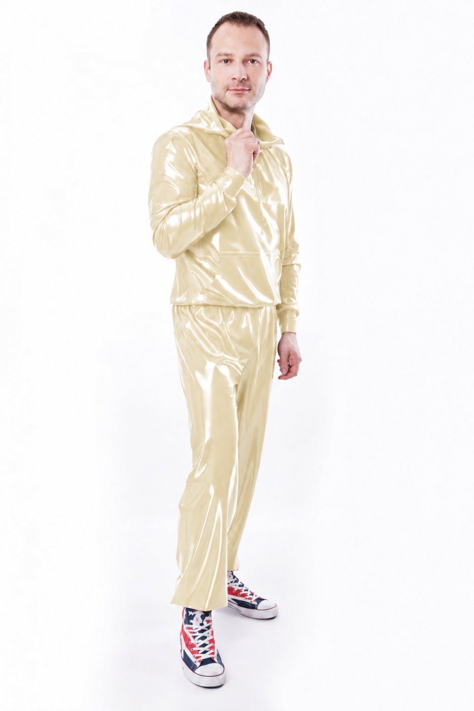 LAGER Set Latex Sweatshirt und Jogginghose XS - 3XL transparent natural 0,4mm Gr��enmischung m�glich