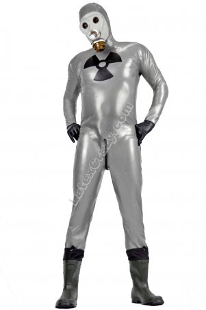 Latex Catsuit Attention mit Gasmaske