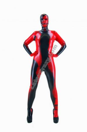Latex Catsuit Fire Glow mit Kondomen und Maske