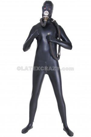 Latex Catsuit Safer mit Gasmaske