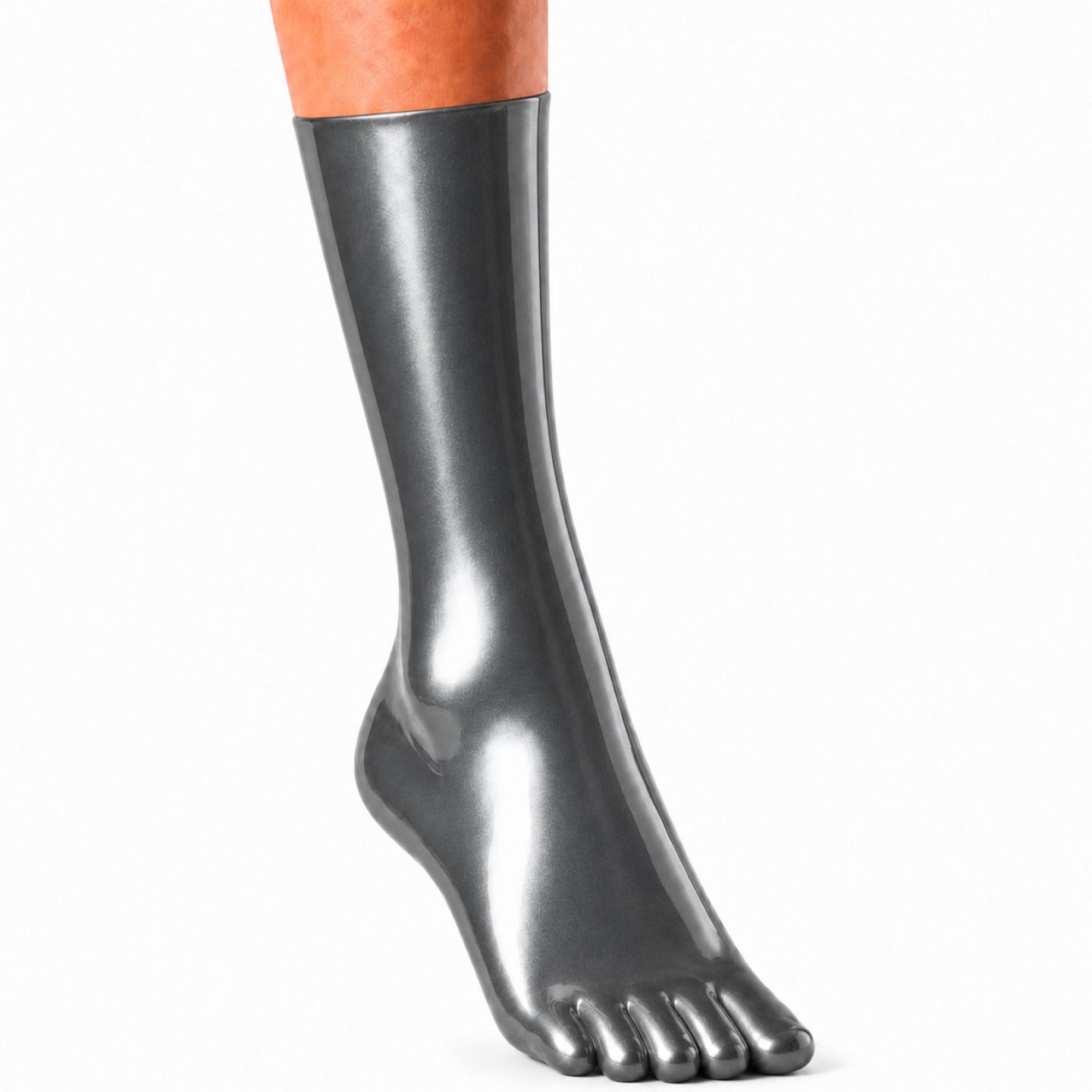 RubberBasic Latex-Zehensocken lang � Metallic Pewter � optional chlorierbar