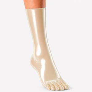 Latex-Zehensocken lang Transparent Natur | RubberBasic