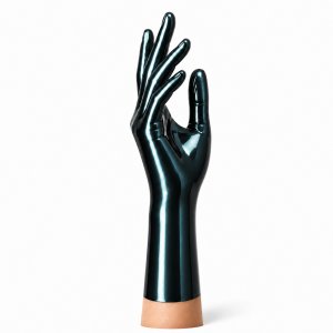 Latexhandschuhe kurz Metallic Black | RubberBasic