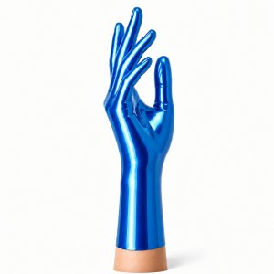 Latexhandschuhe kurz Metallic Blau | RubberBasic